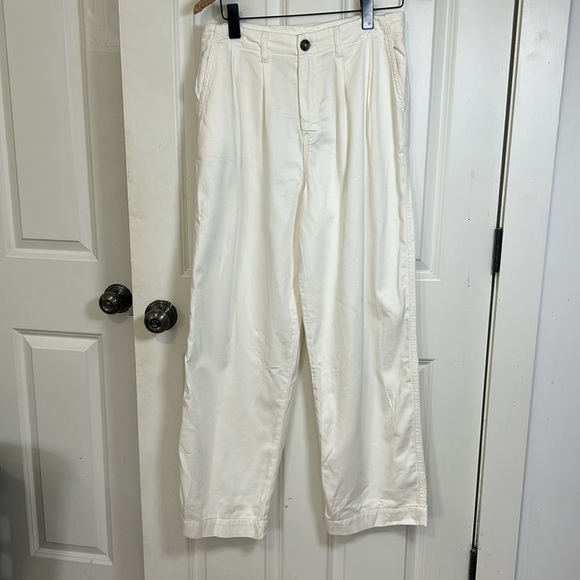 Free People pleated trouser pants size 2 cream Wide Leg High-Waisted w/ pockets - Picture 2 of 8